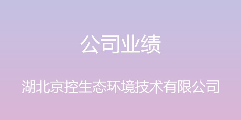 公司业绩 - 湖北京控生态环境技术有限公司